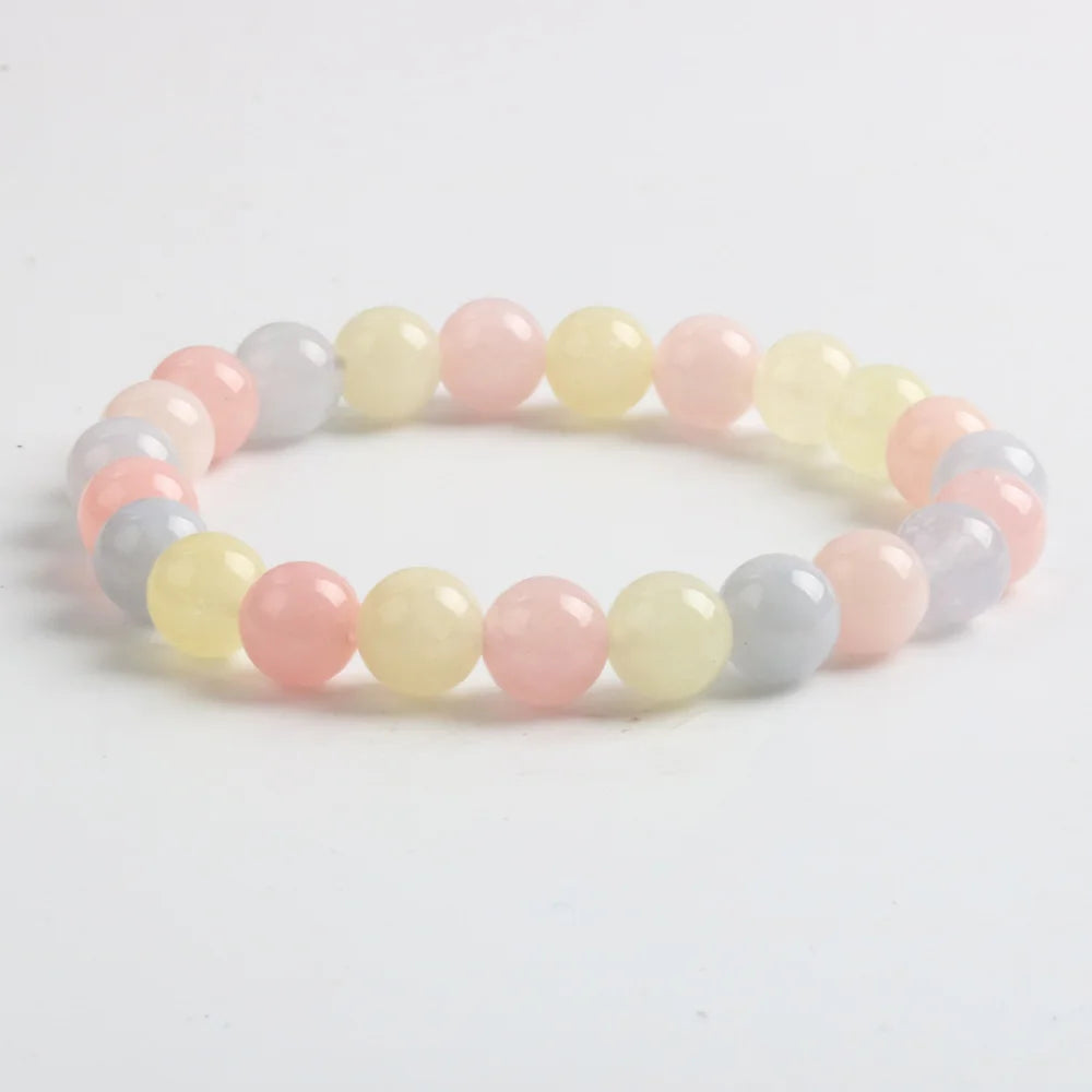 Women's  Multicolor Bracelet  With Natural Morganite Stone  Fashion  Jewelry Pulsera Gift