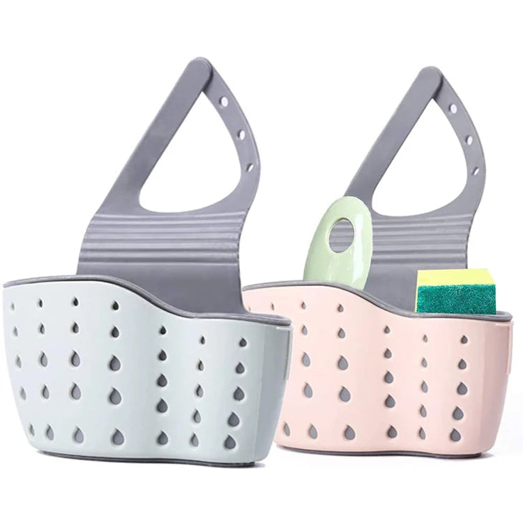 Adjustable Snap Sink Soap Sponge Holder Storage Drain Rack Kitchen Hanging Drain Basket Rack Holder Bathroom Hanging Organizer