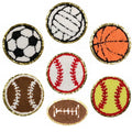 Wholesale Iron On/stick on 3D Puffy Embroidery Chenille Appliques DIY Garment Accessory Football Basketball Baseball Patches
