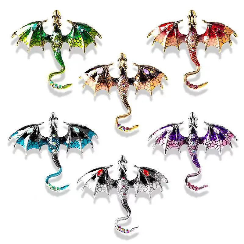 Vintage Dripping Oil Cartoon Flying Dragon Brooch for Men and Women Personality Suit Coat Corsage Accessories Lapel Pin Brooch