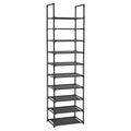 Free Standing 10-Tier Tall Closet Organizer Modern Design Black Plastic Shoe Rack for Home Furniture Waterproof