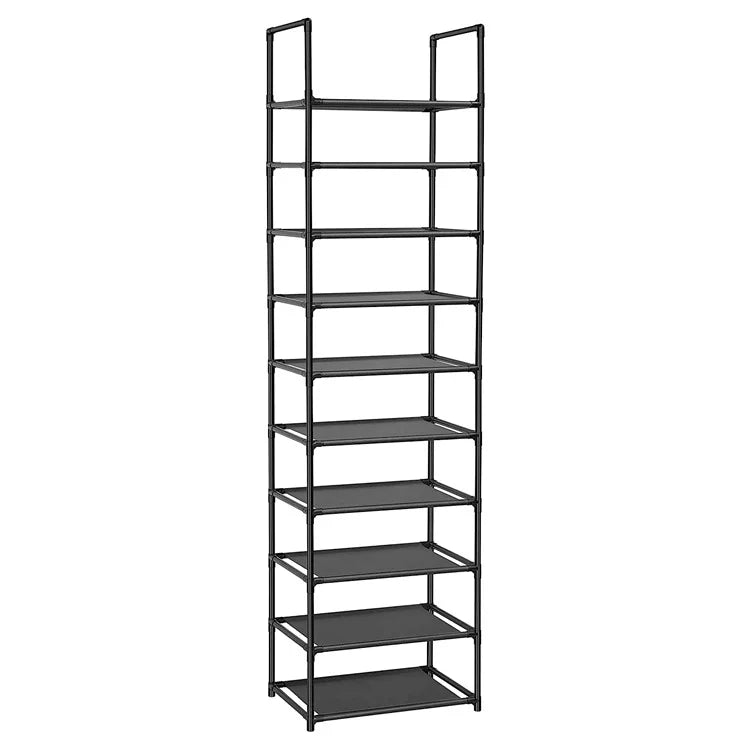 Free Standing 10-Tier Tall Closet Organizer Modern Design Black Plastic Shoe Rack for Home Furniture Waterproof