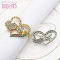 Napkin Ring With Rhinestone Metal Heart Shape Napkin Holder Decorative Napkin Buckle Wedding Party Dinner Hotel Decoration
