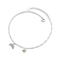 925 Silver Hollow Fish Tail Zircon Single Pearls Anklets for Women Girls Fashion Jewelry Anklets