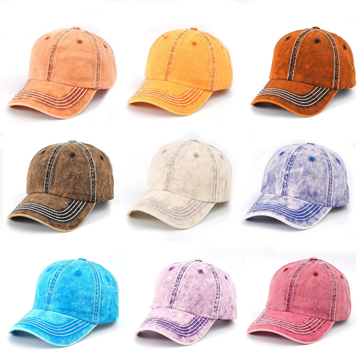 Custom logo Stitching Sport Hat Baseball Cap Unisex Visor Cap Washed Distressed Denim Plain Hat