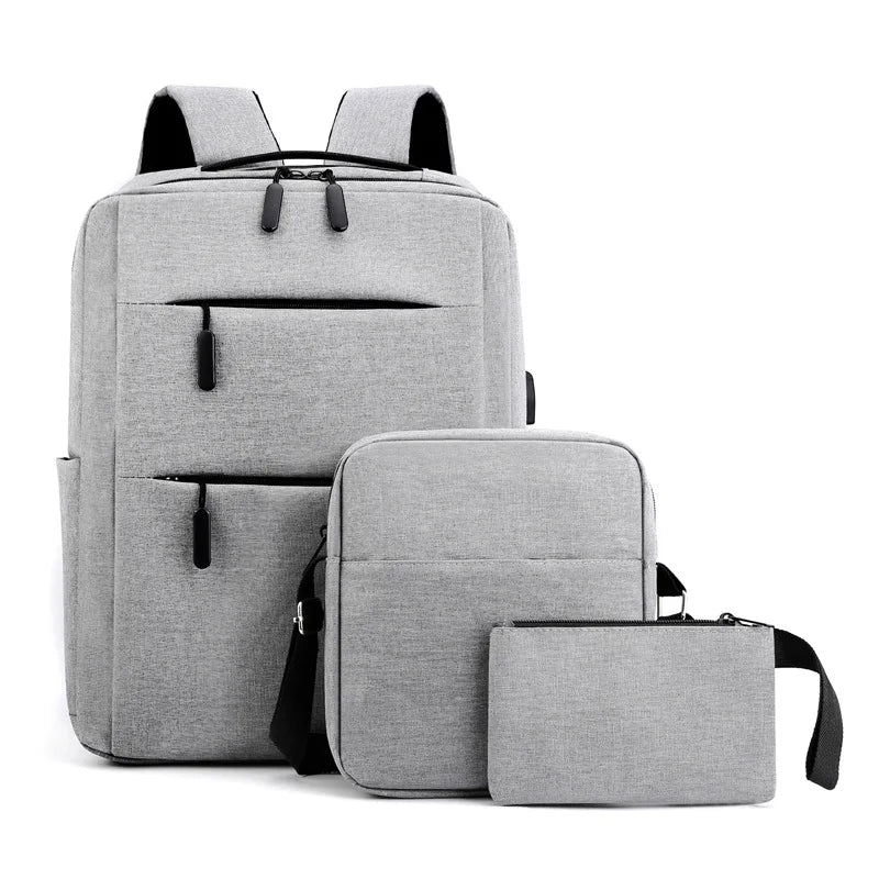 3 PCS Backpack Set Unisex Custom Back Packs for Men Women Laptop Backpack with USB Charging Port