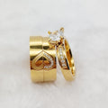Unique Zirconia Wedding Engagement Ring Sets Love Alliances Heart 24k Gold Plated Jewelry Finger Ring With Stone