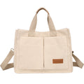 Women's Large Capacity Casual Retro Minimalist Tote Crossbody Shoulder Bag Fashion Corduroy Hasp Closure Polyester Lining Single