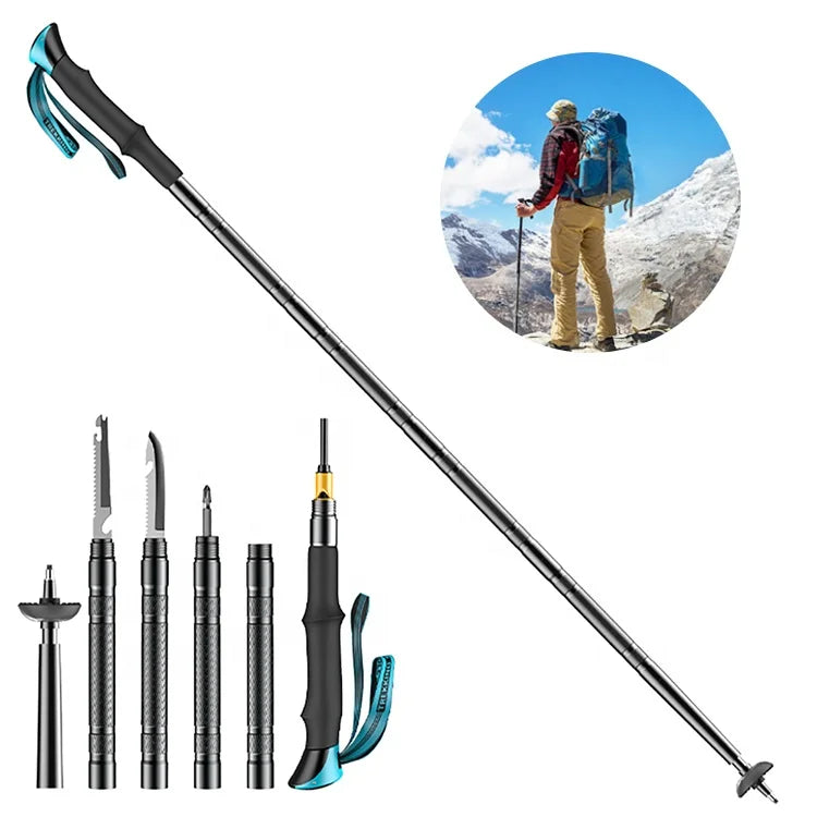 KingGear Collapsible Aluminium Multifunctional Tactical Trekking Survival Pole Tactical Walking Stick