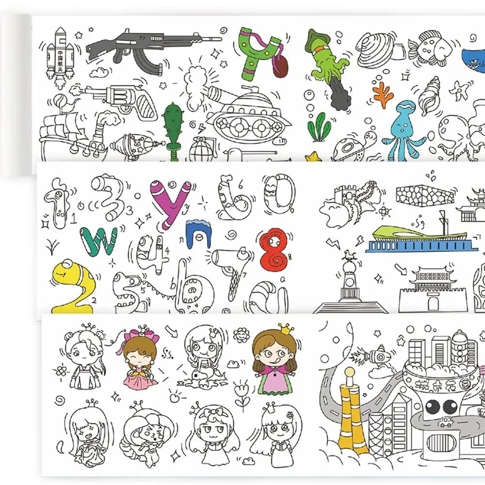 Children Graffiti Roll Coloring Paper Roll DIY Drawing Color Filling Paper for Kids  Educational Toys