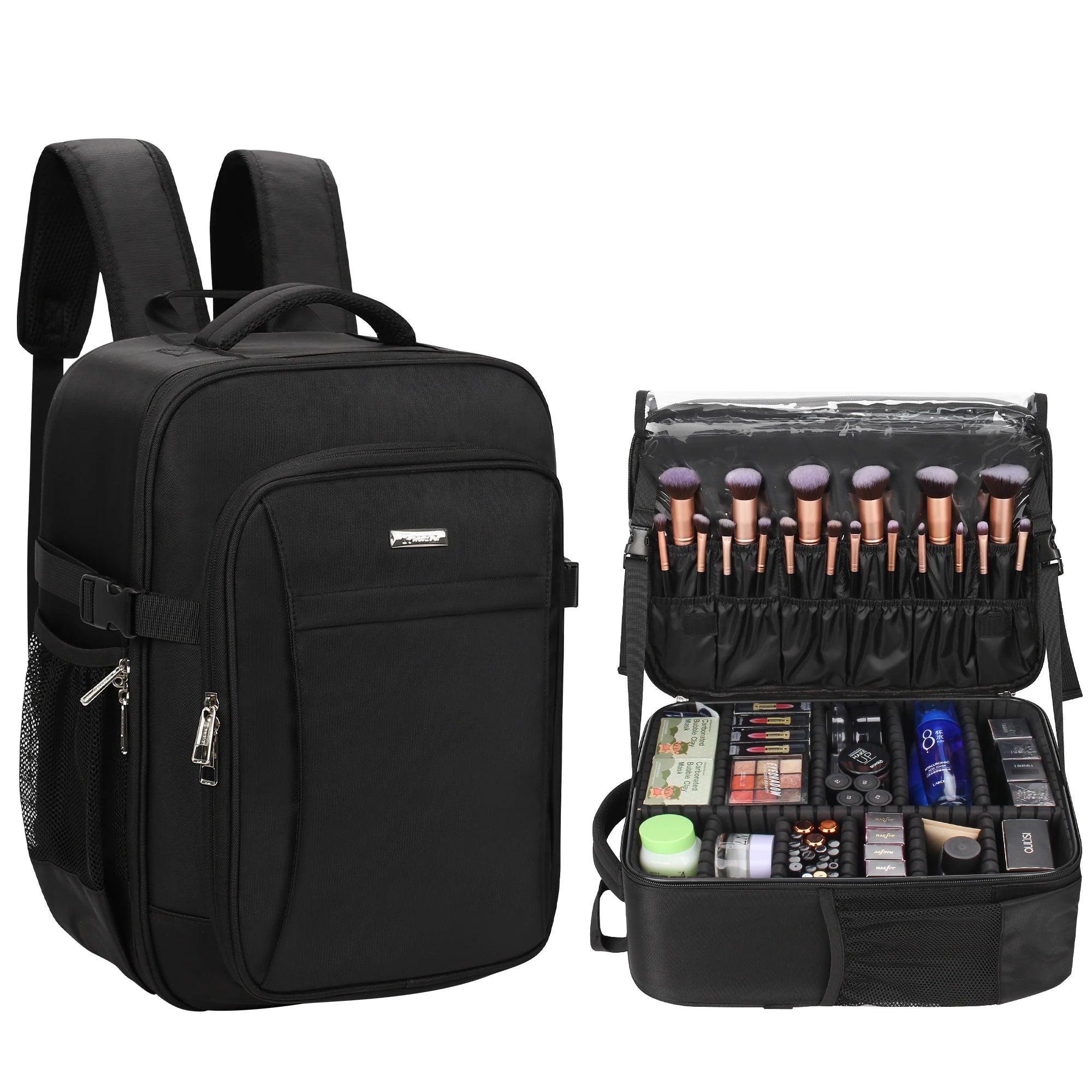Relavel Travel Train Case Makeup Artist Kit Set Bag for Women Extra Large Cosmetic Organizer Brush Storage Holder High Dividers