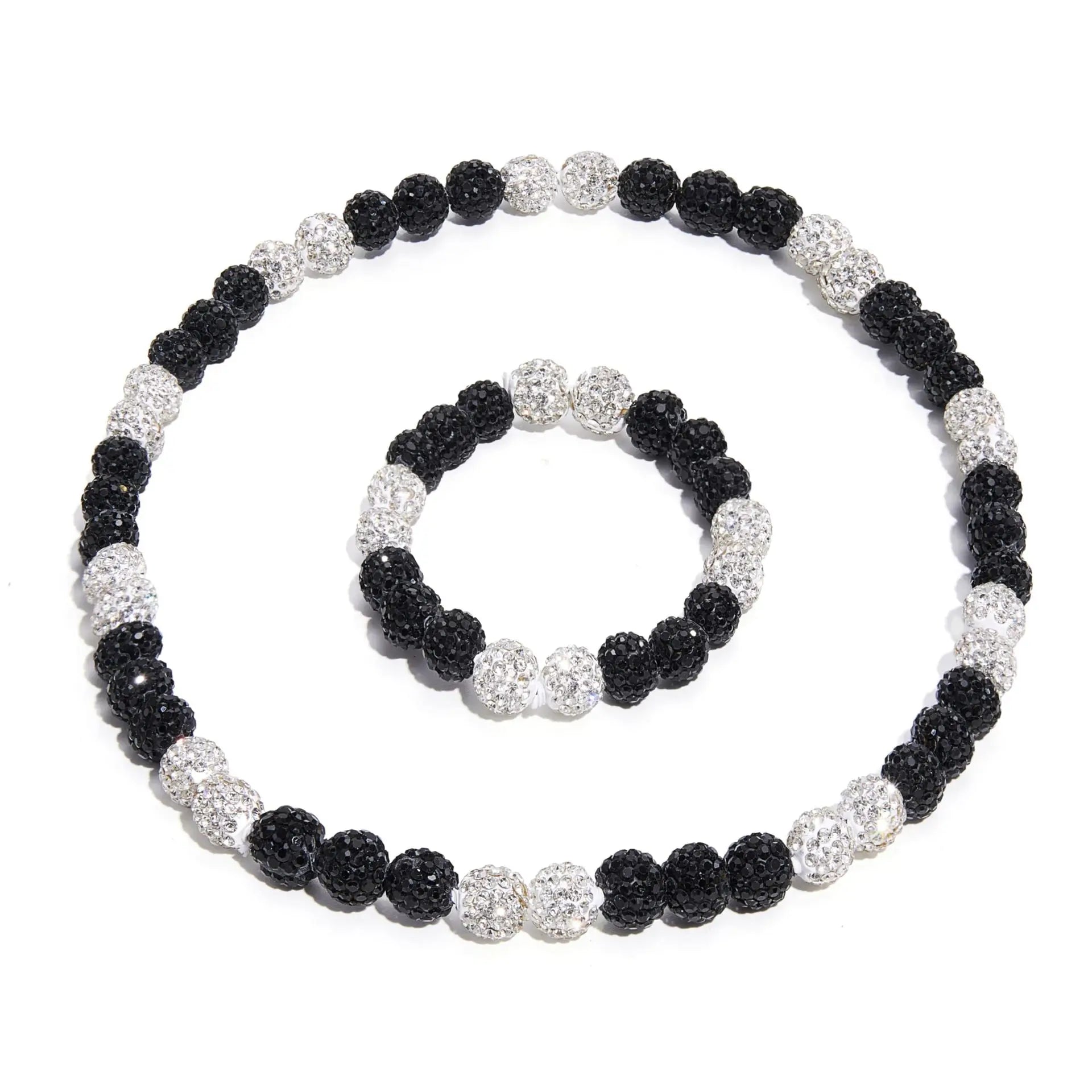 Wholesale Fashion Men Women New Pollyanna Bling Rhinestone Drip Chain Beaded Baseball Necklace Bracelet Set Gold Plated