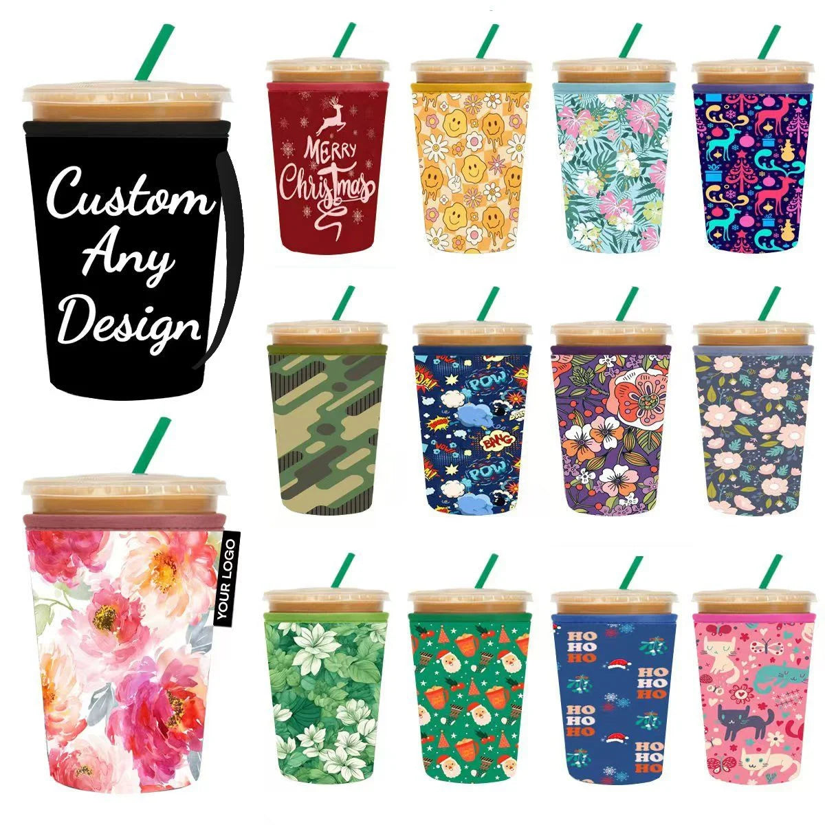 Neoprene Milk Tea Coffee Cup Holders Personalized Neoprene Insulated Iced Coffee Cup Sleeve for Hot Cold Beverage