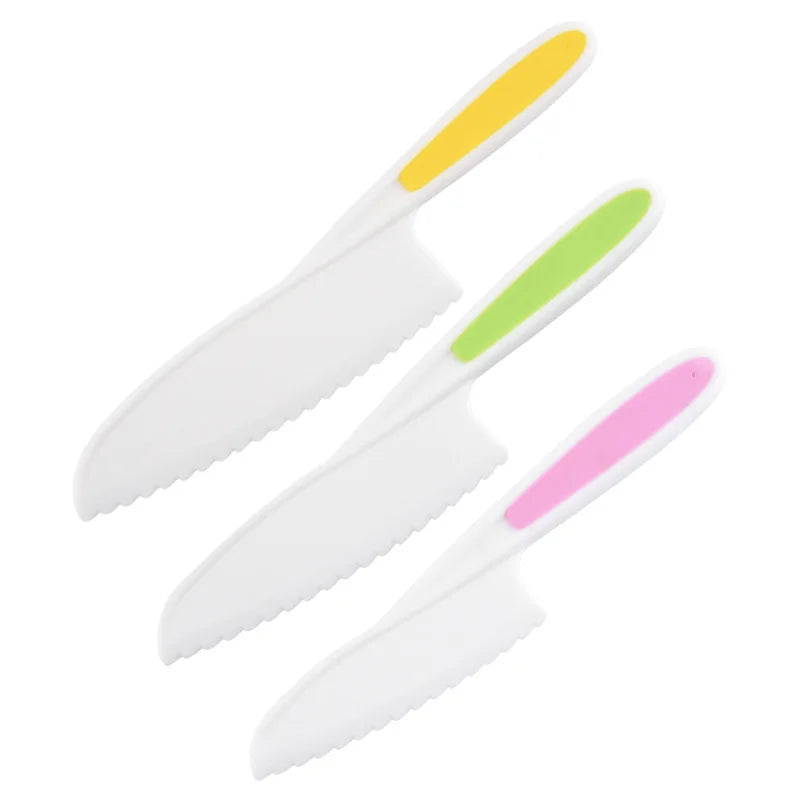 Baking Cooking Sawtooth Knife Children's Chef Toddler Cooking Plastic Slicing Paring Bread Fruit Vegetable Cutter 3PCS/Set