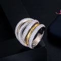 Fashion Multi-layer Chunky Zircon Rings for Women Luxury Gold Plated Waterproof Anti Tarnish Ring Wholesale