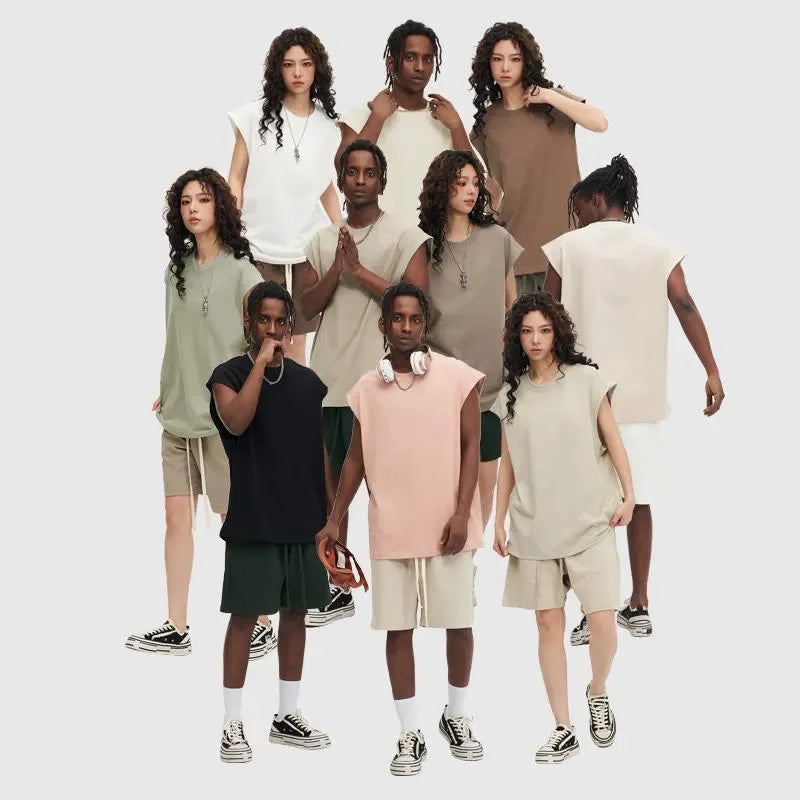 New Rightdo Premium Quality 100% Cotton Oversized 270GSM Combed High Street Tanktop Loose Fit Unisex Plain Tanks Ready to Ship