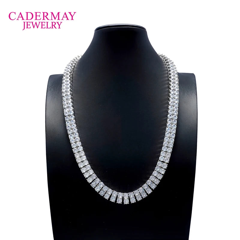 Cadermay S925 Iced Out D VVS Moissanite Diamond 3mm Double Rows Round Tennis Moissanite Hiphop Bracelet Necklace Chains