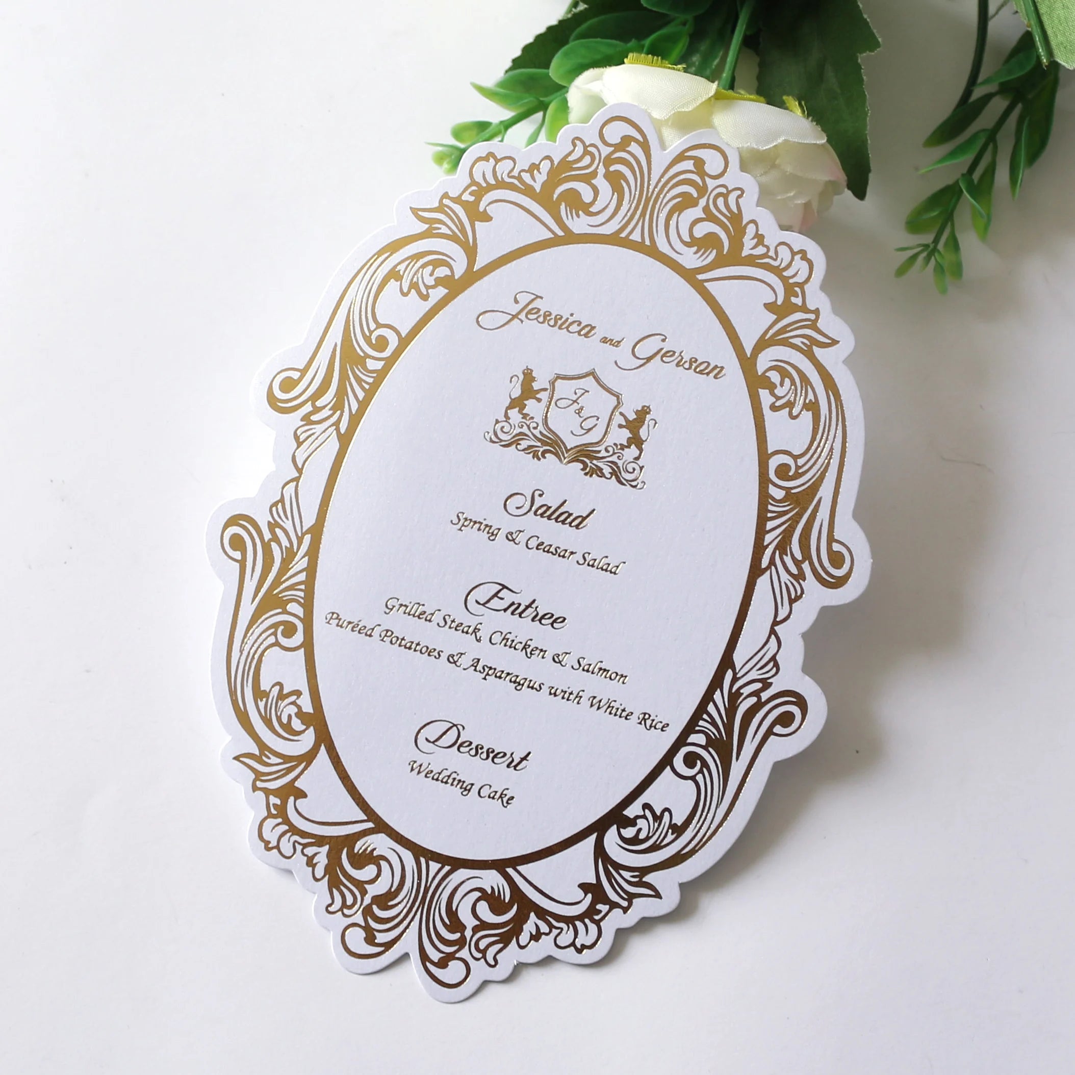 DIY Elegant White Pearl Paper Menus With Gold Foil Wedding Party Event Elegant Restaurant Food Menu Cards