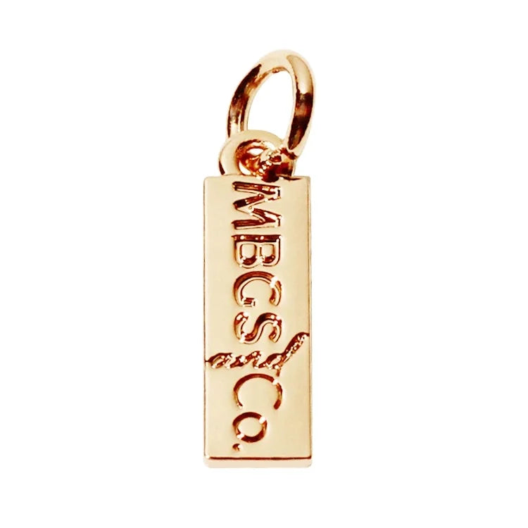 Rectangle Custom Made Engraved Letter Charms Bikini Accessory Gold logo Metal hang Pendant for Bra