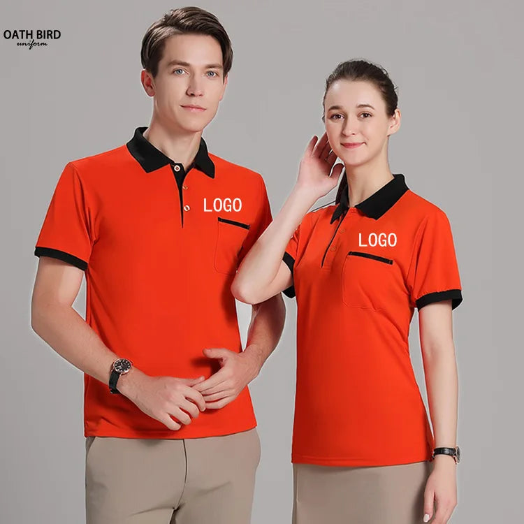 Custom LOGO Promotion Uniform Polyester Cotton Front Chest Pocket Polo Shirts Work Wear Custom Polo Shirts for Men Women Unisex
