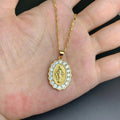 Wholesale Oval Virgin Mary Necklace Women Fashion Religious Rhinestone Pendant for Girl Gift Jewelry
