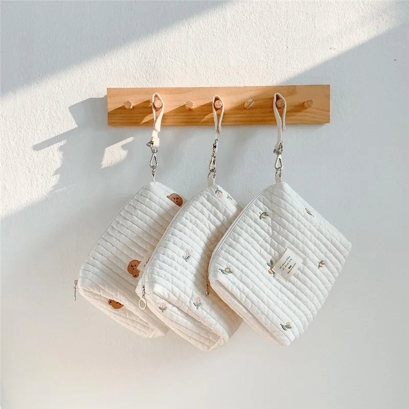 BEST SALE Multifunctional Mommy Bag Korean Cute Cotton Material Hanging Bag Insulation Baby Diaper Bottle Portable Storage