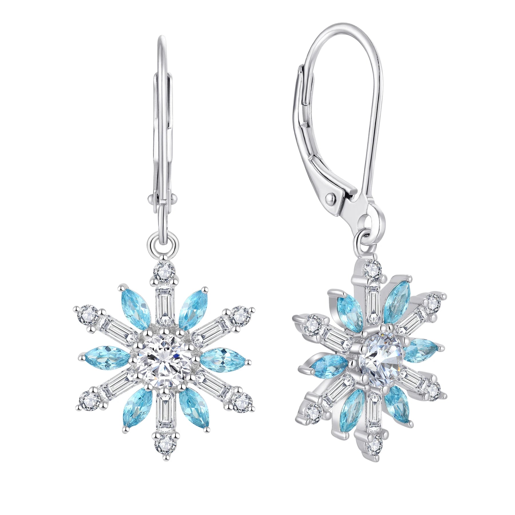 High Quality 925 Sterling Silver Snowflake Dangle Earrings 5A Cubic Zirconia Weather Drop Earrings Studs for Sale