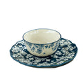 Vintage English Style Galangal Blue Ceramic Tableware Set Eco-Friendly Stocked Dinnerware Bowls Coffee Cup Featuring Plant