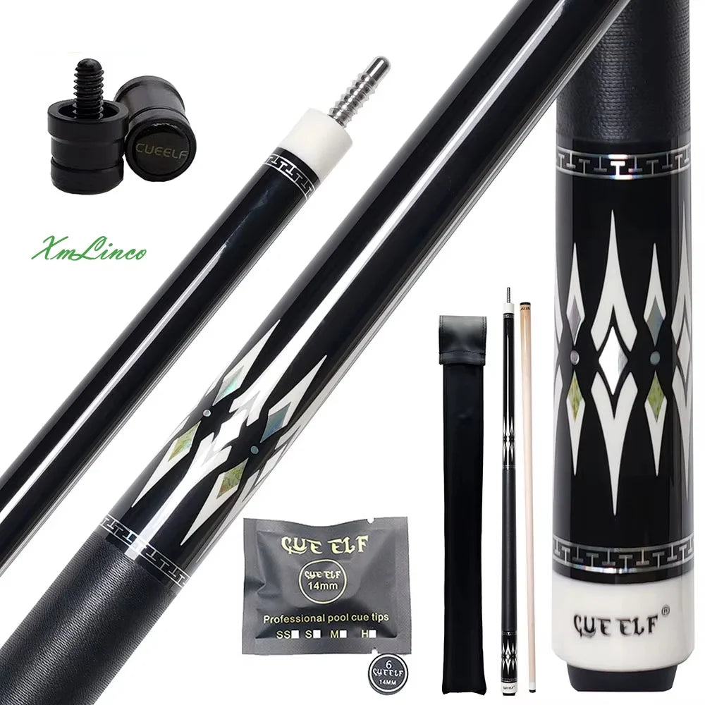 Xmlinco Billiard Pool Cue Linen Warp High Technology Professional 12.5mm Tip Size Hard Maple Shaft Stainless Steel 58 Inches