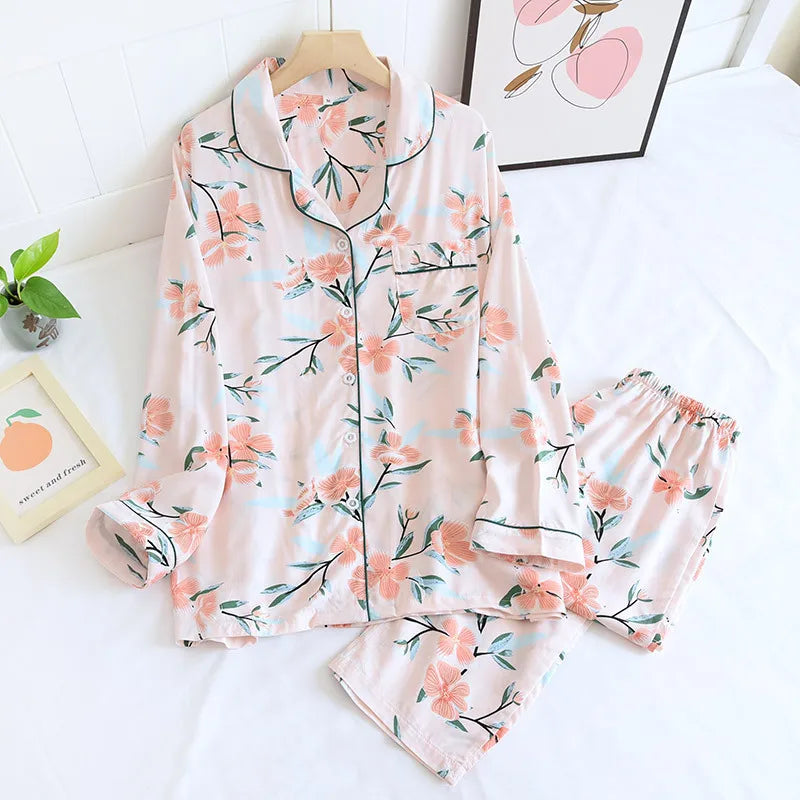 Wholesale Lightweight Button Down Viscose Elastic Waist Summer Spring Breathable Quick Dry Women's Pajamas Set Sleepwear