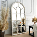 INNOVA Wholesale Modern Farmhouse Rustic Home Decorative Large Arched Wall Mirror White Wooden Frame Full Body Floor Mirrors