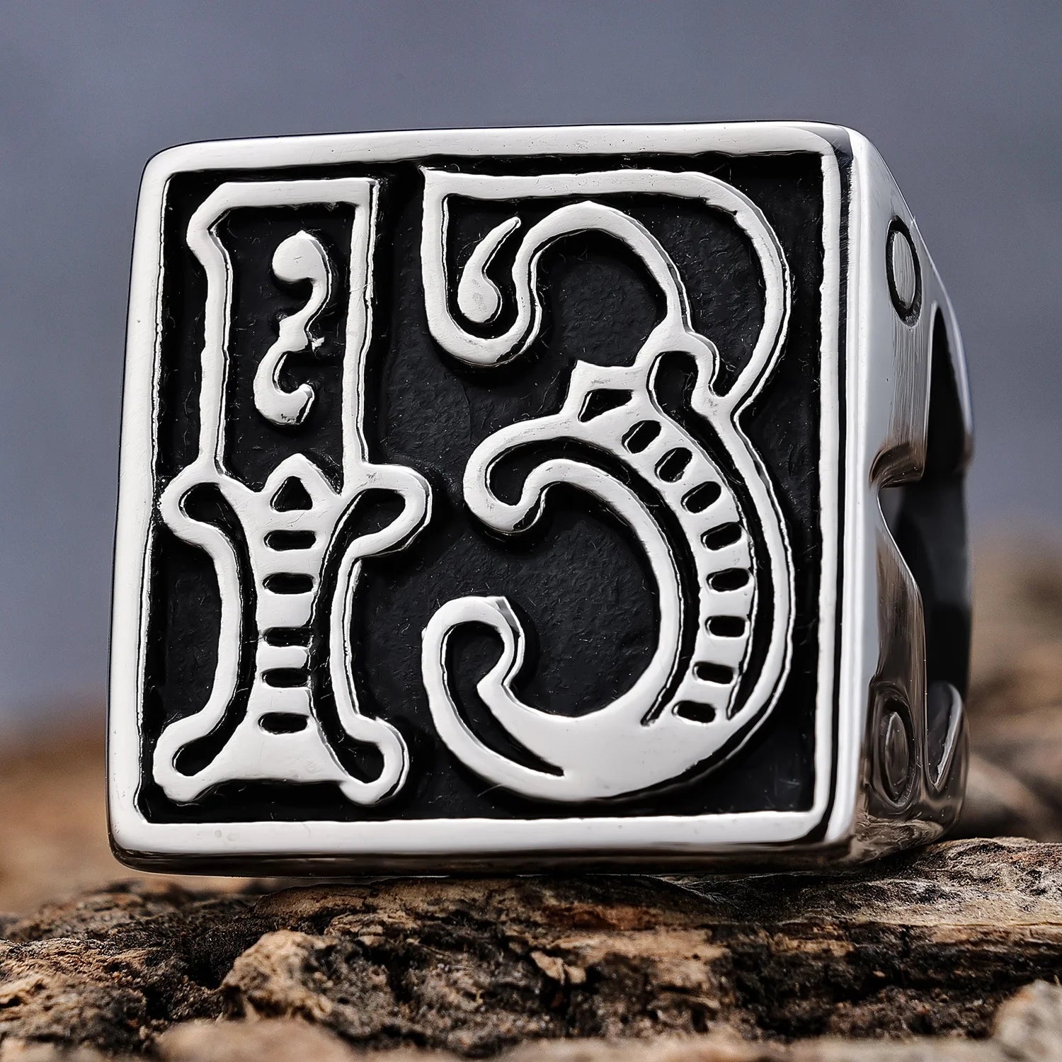 Custom Design Vintage Biker Jewelry Vintage Stainless Steel Number Biker Rings for Men Size 7-15
