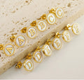 New Personalized A-Z Letter Earrings 18K Gold Plated Stainless Steel Earrings Delicate White Shell Stud Earrings