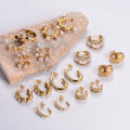Elegant Geometric Pearl Studs Earring Stainless Steel 18K Gold Plated Charm Earrings Female Fine Jewelry