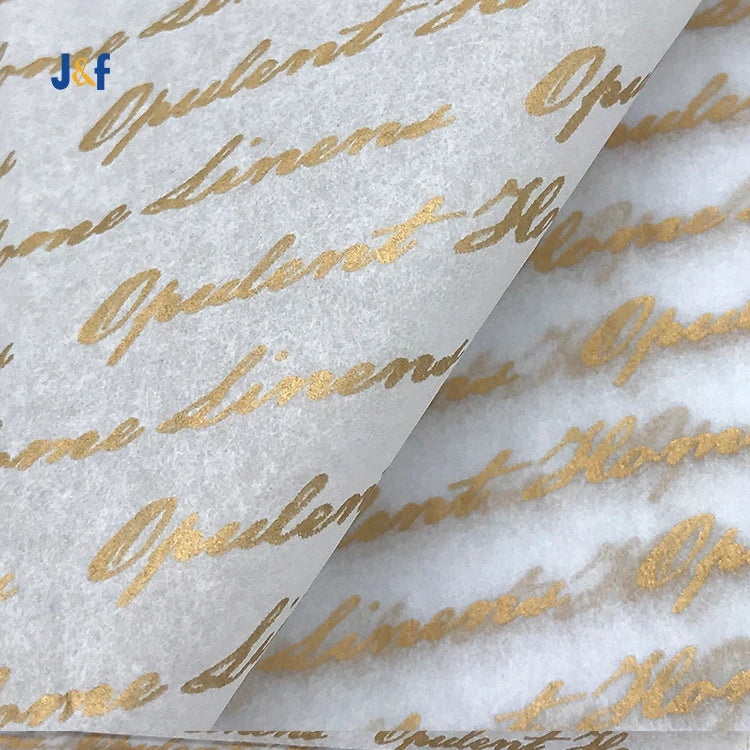 Customized Logo Gold Metallic White Packing Tissue Paper Soft Gift Tissue Wrapping Paper for Clothing Socks