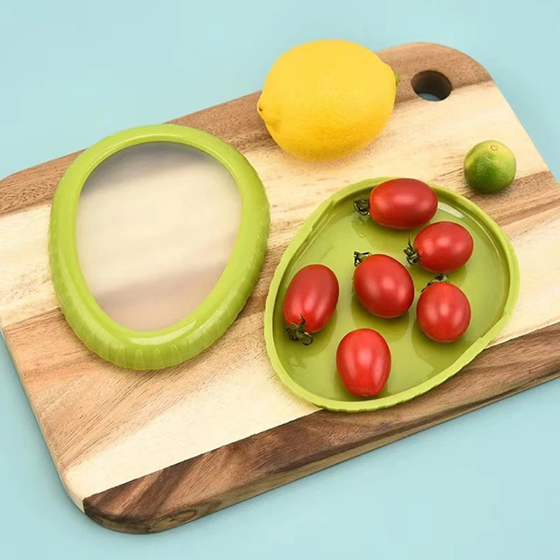 Small Round Modern Design Storage Box Food Anti-Oxidation Stretch Fruit Vegetable Saver Lemon Tomato Avocado Onion Kitchen Use