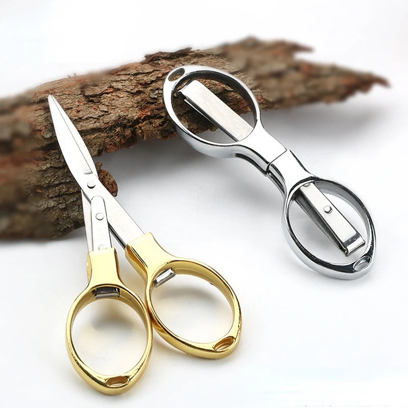 2025 Factory New Portable Travel Mini Shears Foldable Stainless Steel Folding Scissors for Paper String Craft Shred