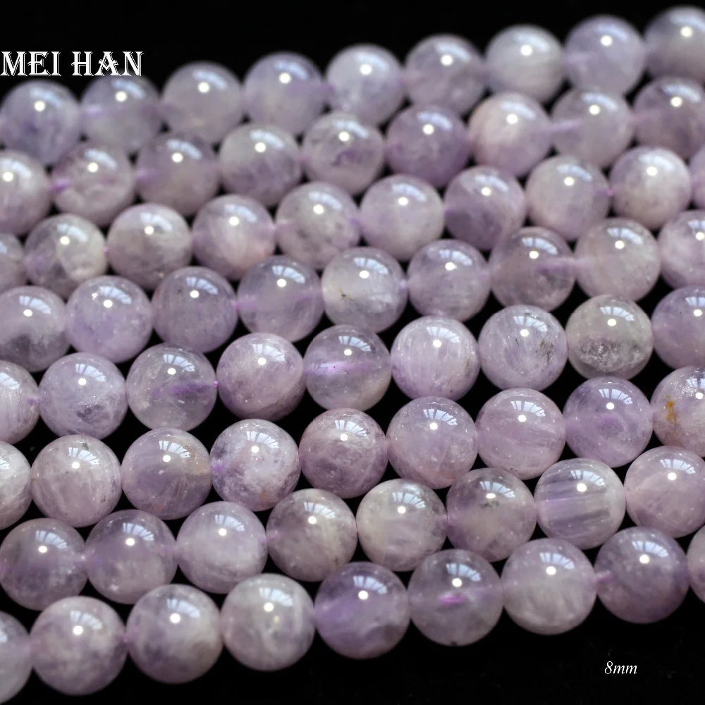 Meihan Wholesale Natural Lavender Amethyst Quartz Smooth Round Stone Loose Beads for Jewelry Making Design DIY