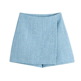 XS-L Spring New European and American High Waist Split Short Suit Skirt
