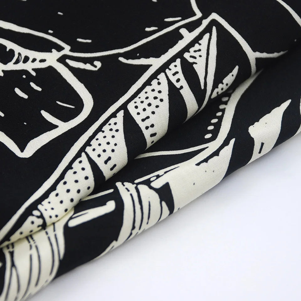 Best Price Plain Big Floral Designs Black Simple Style 100% Rayon Viscose Printed Fabric Challis for Garment Dress