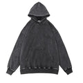 Vintage Oversized Men Cotton Black Acid Stone Wash Hoodies