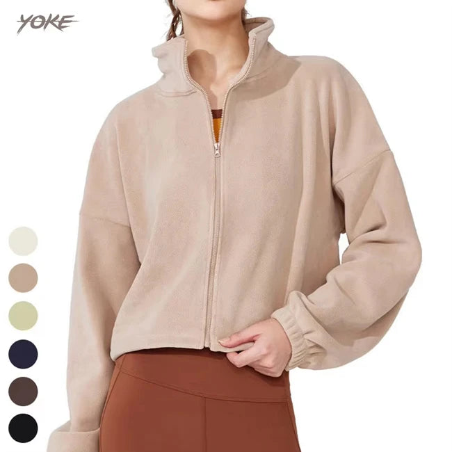 Yoke Winter New Polar Fleece Zipper Yoga Jackets Tiktok Hot Keep Warm Casual Sports Jacket Workout Activewear Jackets for Women