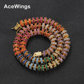 BC143  8mm Colorful Stone Round Tennis Chain Women Tennis Necklace Iced Out Hip Hop Jewelry