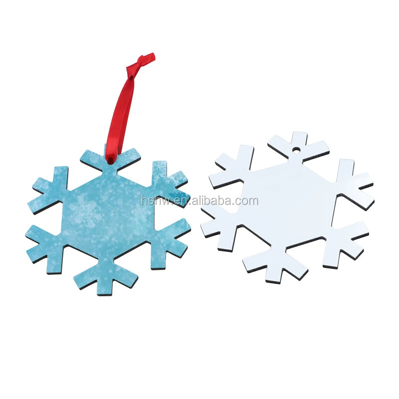 MDFSUB Christmas Wooden MDF Sublimation Blank Hanging Ornament Double Side Ornament Snowflake Shape Christmas Holiday Decoration