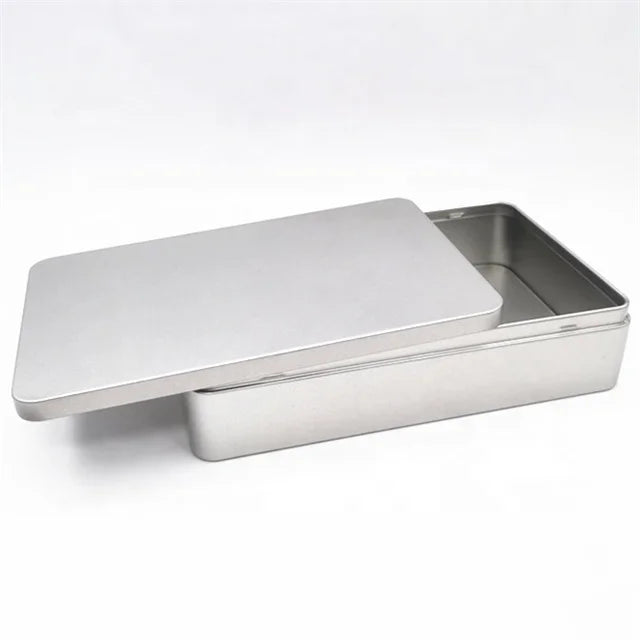 RTS Large Rectangular Silver Tin Boxes 215x135x48mm Recyclable Christmas Candy Packaging for Cake Chocolate Cookies