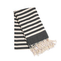 Oversized 105x195cm Lightweight Turkish Cotton Sand Proof Beach Towel White Black Striped