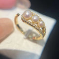 High-quality AAAAA Grade Freshwater Pearl Bread Shape Women's 18K Gold Plated Ring Natural Gold Silver Gradient Wedding