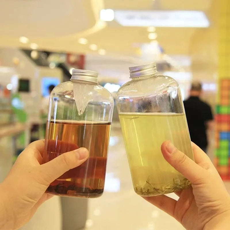 500ml PET Plastic Bottle for Fat Cold Coffee Juice Beverages with Filter Aluminum Cap for Champagne Soda Energy Drinks Whisky