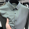 Fashion City Square Plaid Long Sleeve Shirt Business Leisure Non-ironing Anti-wrinkle Men's Upscale Plaid Shirt