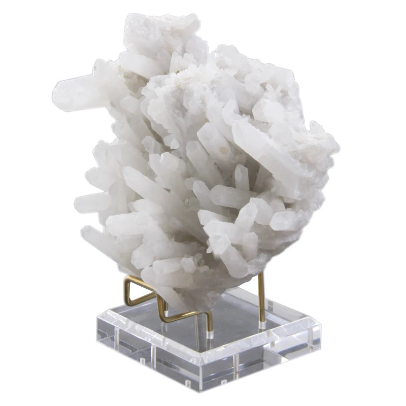Modern Clear Acrylic Gold Corner Foldable Display Stand for Mineral Crystal Stones Gemstones with Easy Assembly